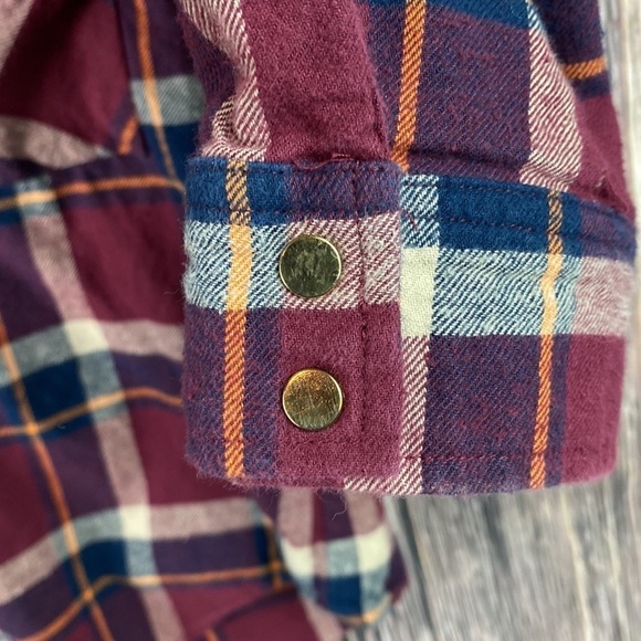 Audrey 3 +1 Maroon Flannel Cotton Button Down- Size Small - Picture 6 of 13